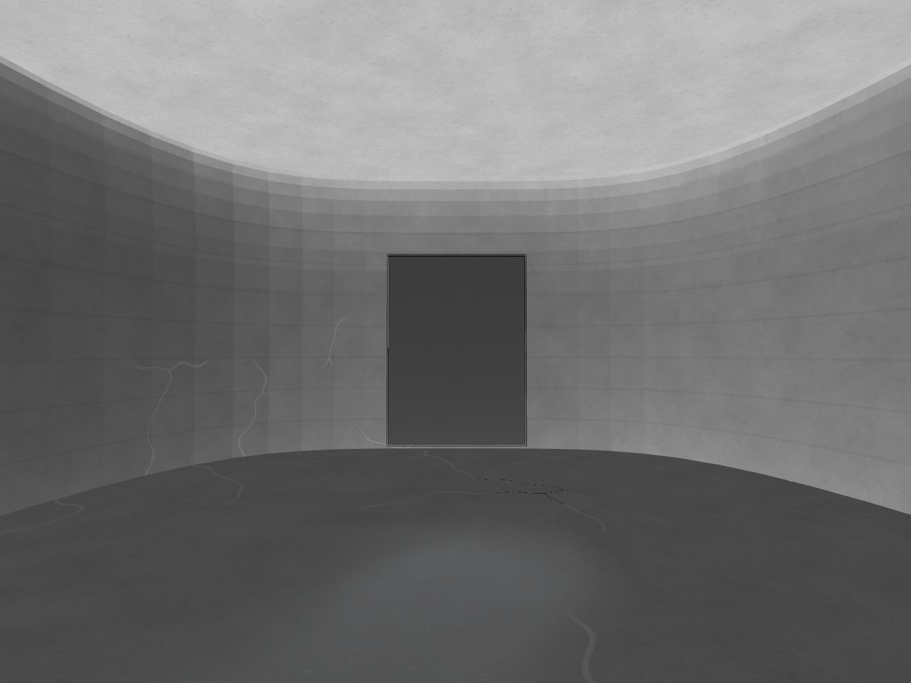 A small grey room, the brightest of them, with a tall flush slab of stone set a little into the far wall, no handle, and a narrow slot window of fog beside it.
